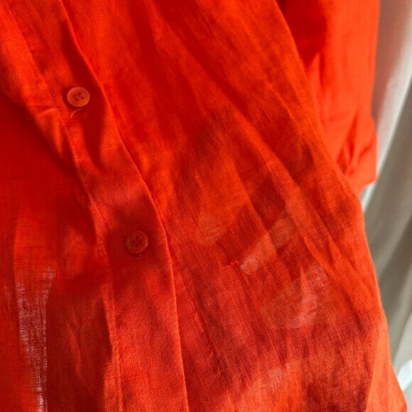 ZARA orange 100% linen Long Sleeve Button Down Shirt L - Picture 9 of 9
